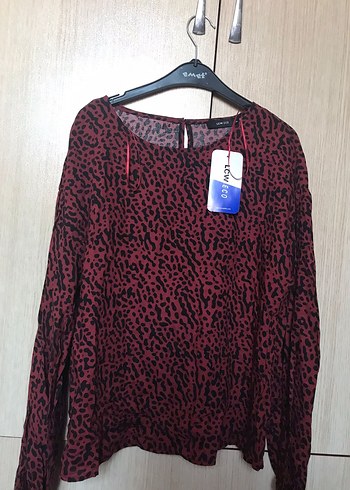 Bordo Desenli Kadın Uzun Kollu Bluz