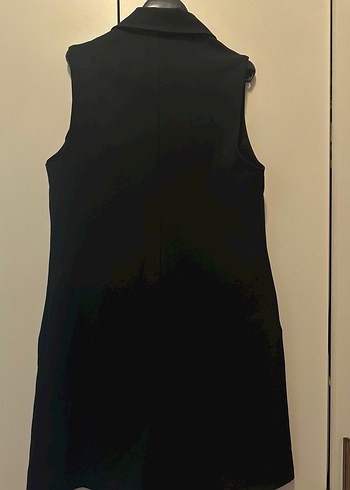 Düğmeli Siyah Kadın Midi Yelek - Görsel 4