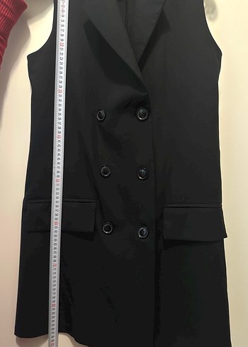 Düğmeli Siyah Kadın Midi Yelek - Görsel 2