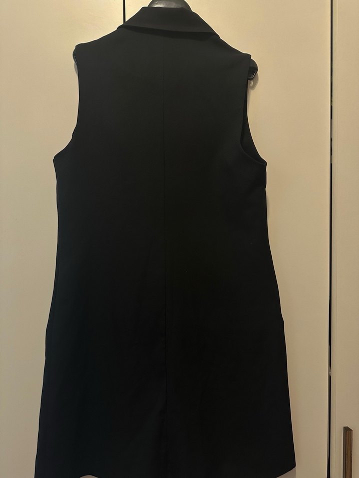 Düğmeli Siyah Kadın Midi Yelek - Görsel 4