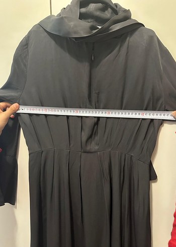 Siyah Uzun Pileli Elbise - Görsel 5