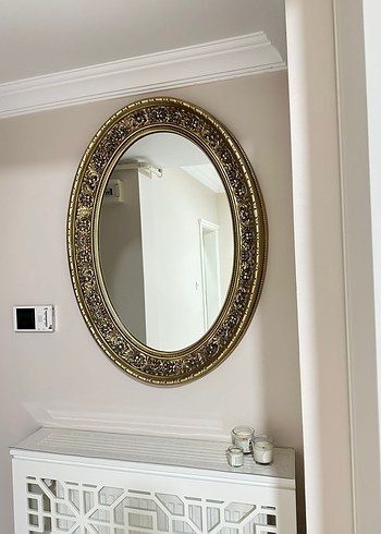 Altın Renkli Oval Dekoratif Ayna - Görsel 2