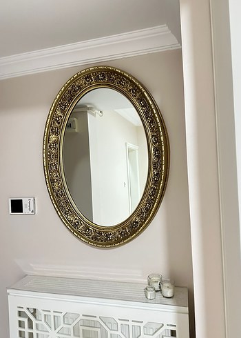 Altın Renkli Oval Dekoratif Ayna - Görsel 3