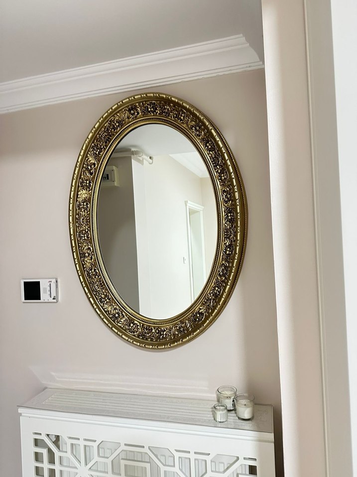 Altın Renkli Oval Dekoratif Ayna - Görsel 3