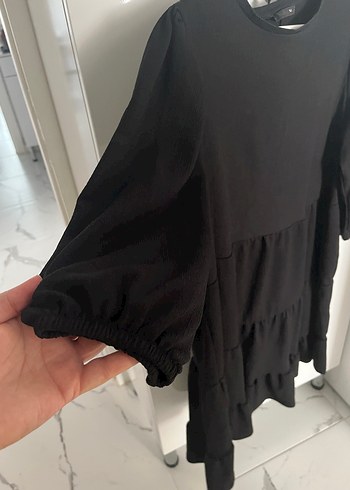 xl Beden Siyah Fırfırlı Midi Kadın Tunik