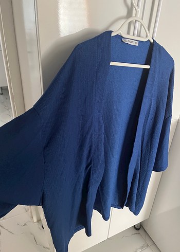 Mavi Keten Midi Kimono