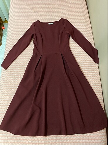 Midi boy bordo elbise