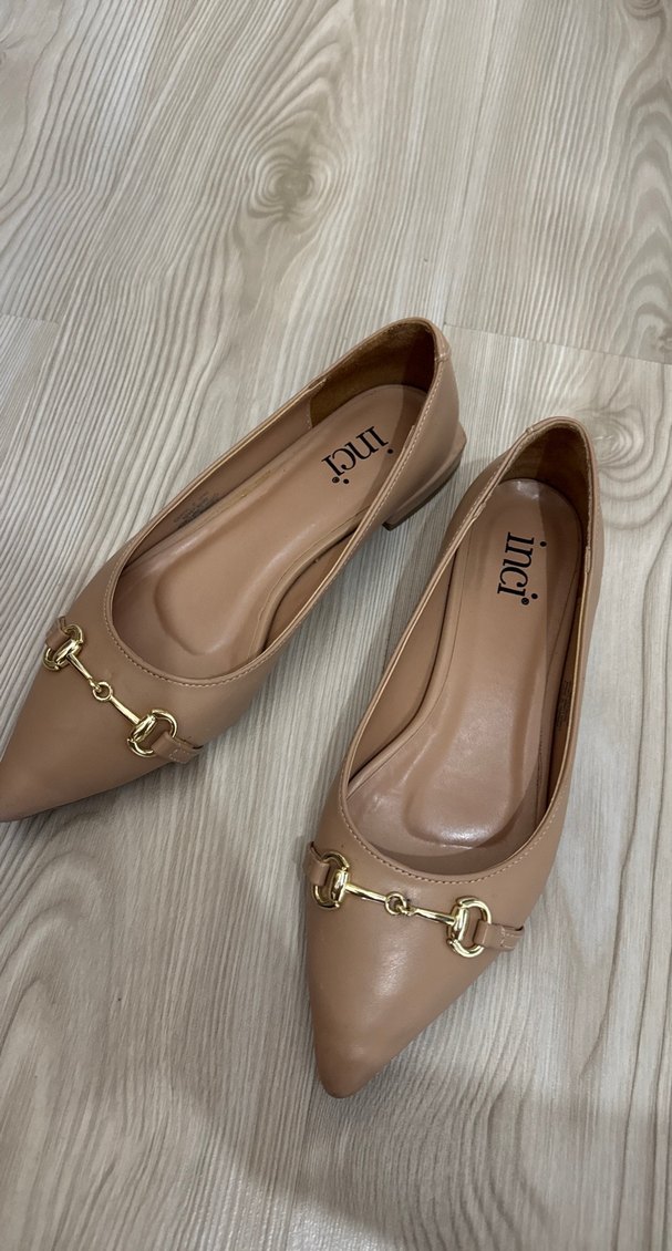 Bej Deri Tokalı Kadın Topuklu Babet - Görsel 2