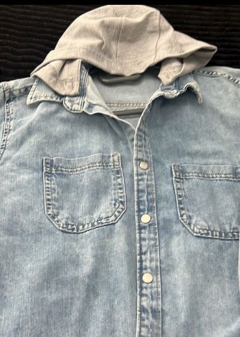 10 Yaş Beden Erkek çocuk mavi Denim Ceket Kapüşonlu Casual