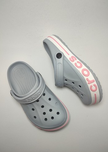 Gri Crocs Kadın Günlük Terlik Velcro Bantlı