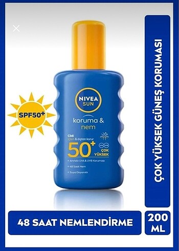 Nivea sun Güneş kremi 50+ sprey orjinal faturalı kullanılmamış