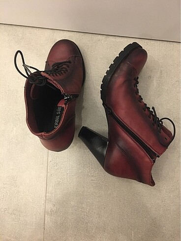36 Beden bordo Renk Bordo topuklu bilek bot , yarım boti