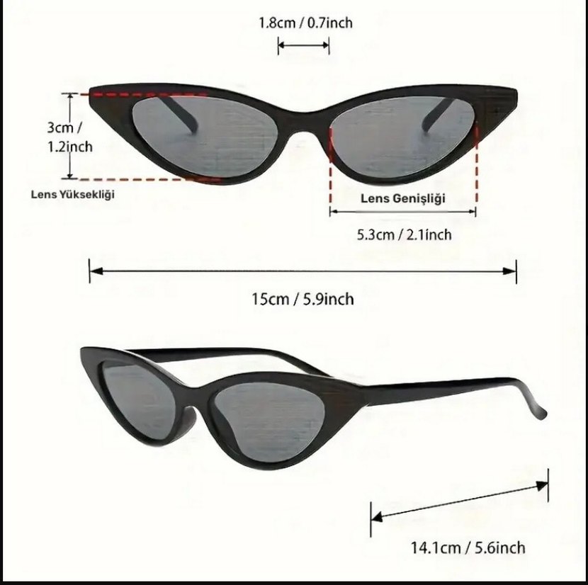 Kadın cat eye Retro Güneş Gözlüğü - Görsel 3