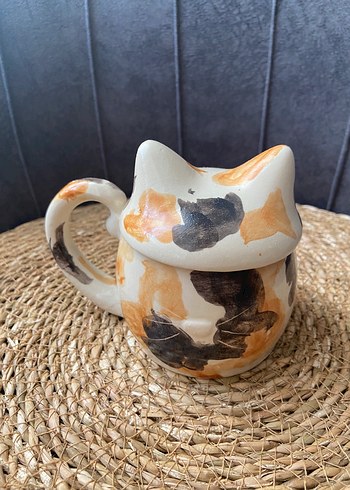 Renkli Desenli Seramik Kedi Kupa - Görsel 5