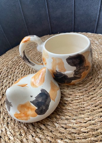 Renkli Desenli Seramik Kedi Kupa - Görsel 3