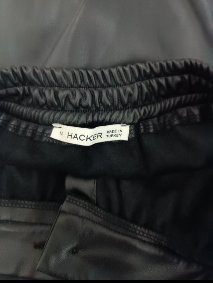 Düğmeli Siyah  Deri Etek - Görsel 2