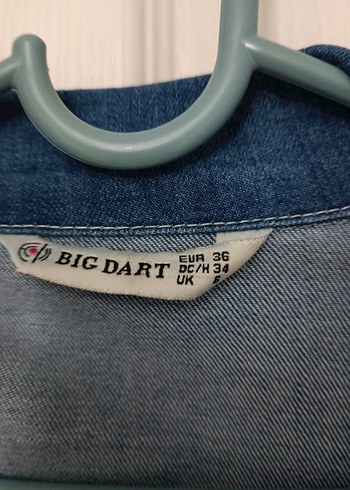 Düğmeli Uzun Mavi Denim Ceket - Görsel 2