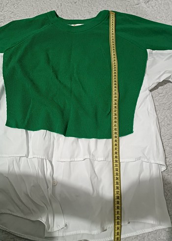 Yeşil Beyaz Uzun Kollu Salaş Sweatshirt - Görsel 2