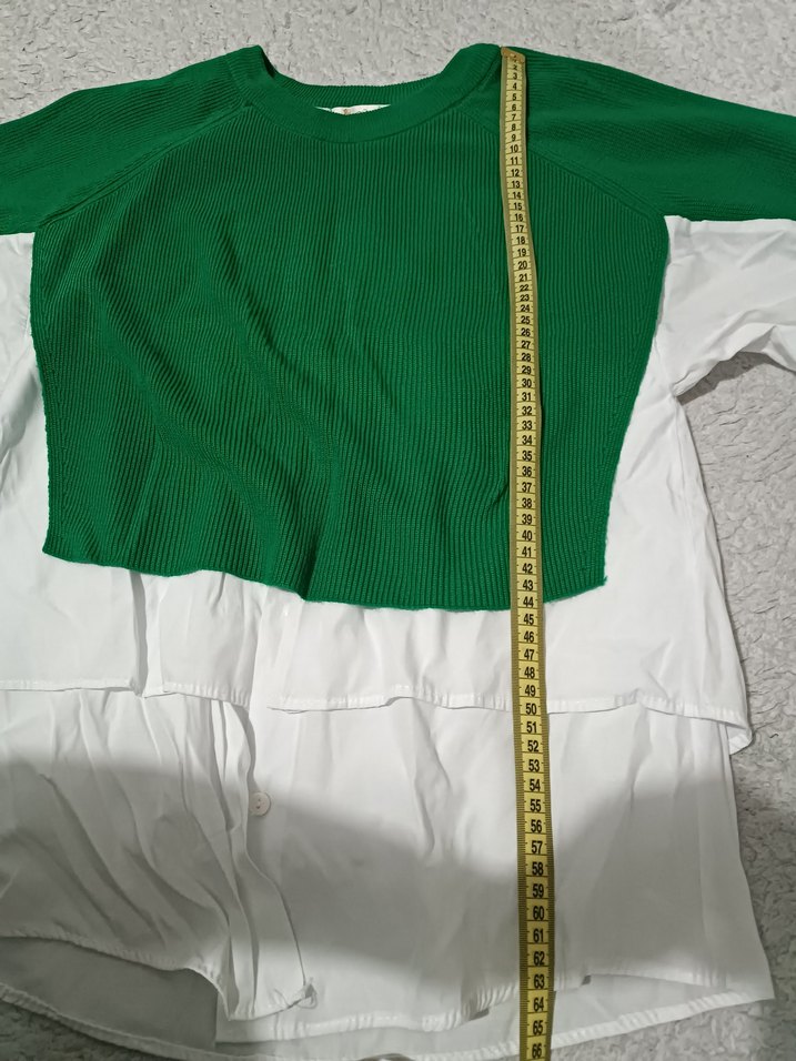 Yeşil Beyaz Uzun Kollu Salaş Sweatshirt - Görsel 2