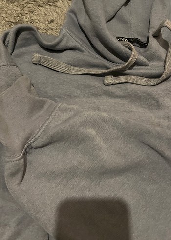 Mavi Kapüşonlu Kadın Sweatshirt - Görsel 5