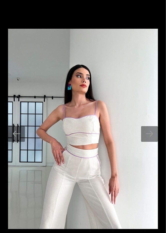 Esra helvacı marka keten s beden sıfır alt üst takım - Görsel 4