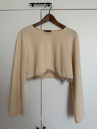 Zara taşlı crop