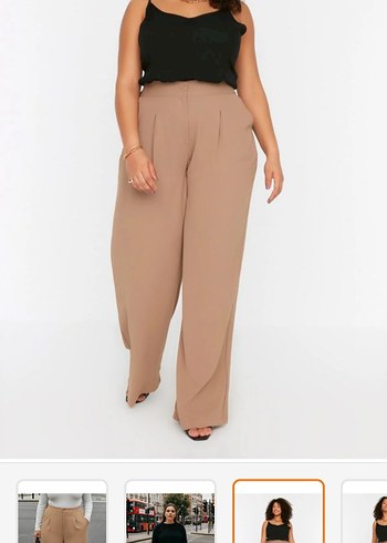 Bej Kadın Midi Kumaş Pantolon - Görsel 2