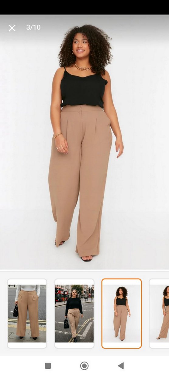 Bej Kadın Midi Kumaş Pantolon - Görsel 2