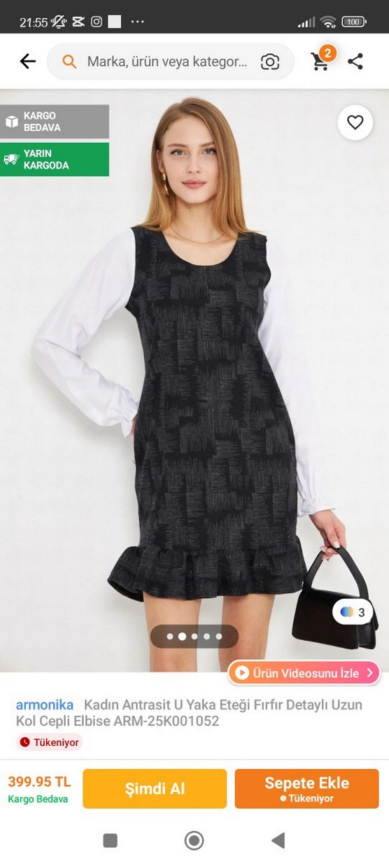 Piliseli Midi elbise hiç giyilmedi yeni - Görsel 3