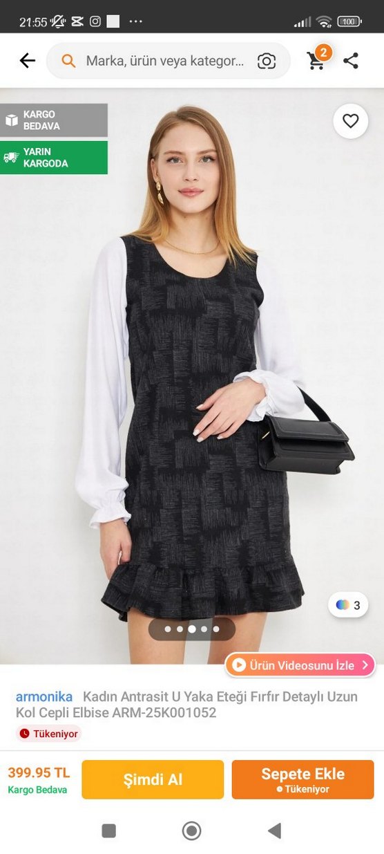 Piliseli Midi elbise hiç giyilmedi yeni - Görsel 2