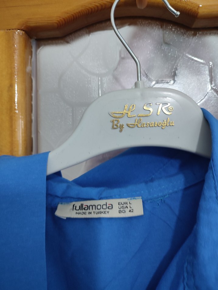 Düğmeli Mavi Midi Kadın Elbise - Görsel 4