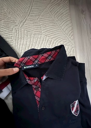 l Beden Erkek Siyah Uzun Kollu Polo Tişört