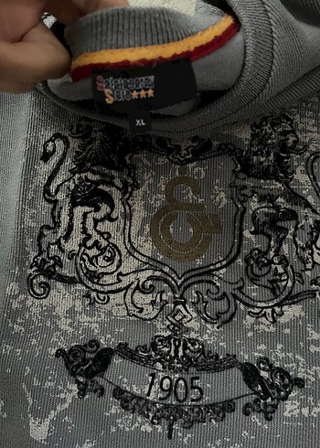 Galatasaray Gs kazak Gri Baskılı Erkek Sweatshirt