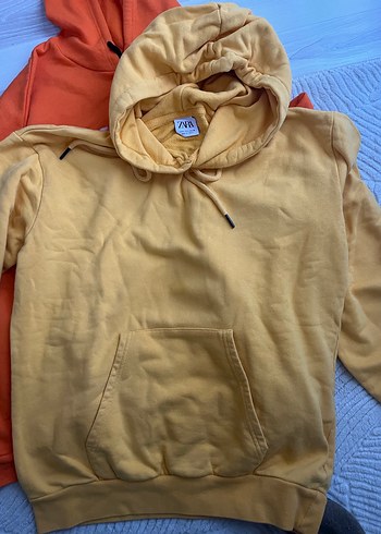 s Beden sarı Renk Sarı Kapüşonlu Renkli Baskılı Sweatshirt