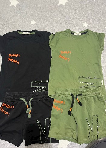 Diğer Düğmeli Baskılı Bebek Erkek Kısa Kollu Takım