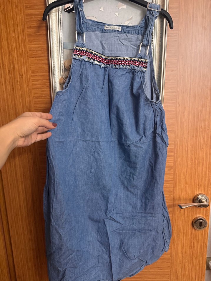 Hamile kadın jean elbise - Görsel 4