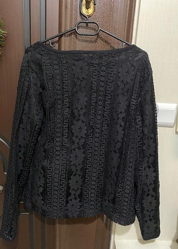 Dantel Detaylı Siyah Midi Kadın Ceket - Görsel 2