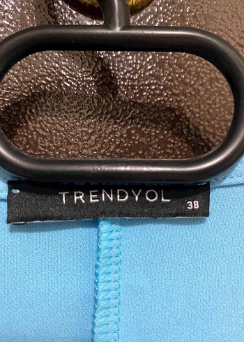 Mavi V Yaka Midi Elbise - Görsel 2