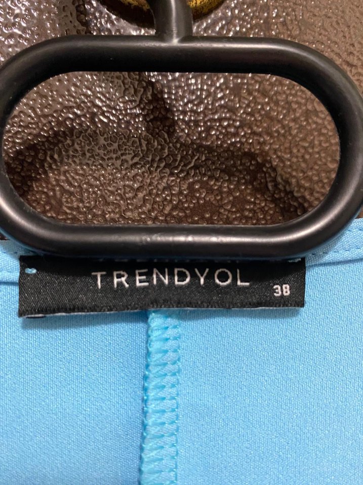 Mavi V Yaka Midi Elbise - Görsel 2