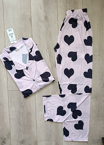 m Beden Kadın Düğmeli Pijama Takımı