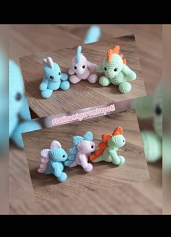  Beden Renk Amigurumi dinazor anahtarlik