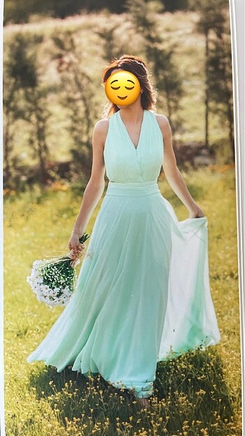 Kadın su yeşili abiye elbise