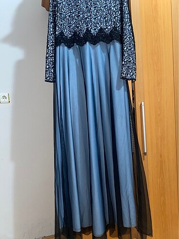 xl Beden mavi Renk Tesettür abiye elbise