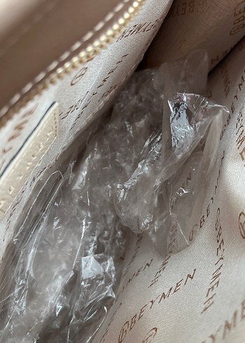 Bej Deri Kadın Portföy Çanta - Görsel 4