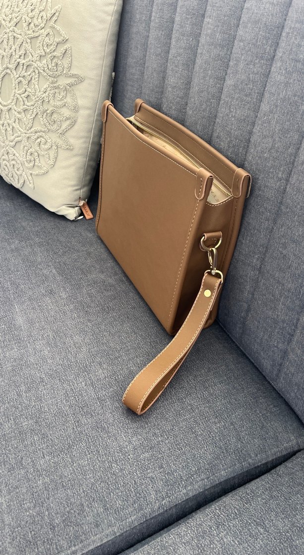 Bej Deri Kadın Portföy Çanta - Görsel 3