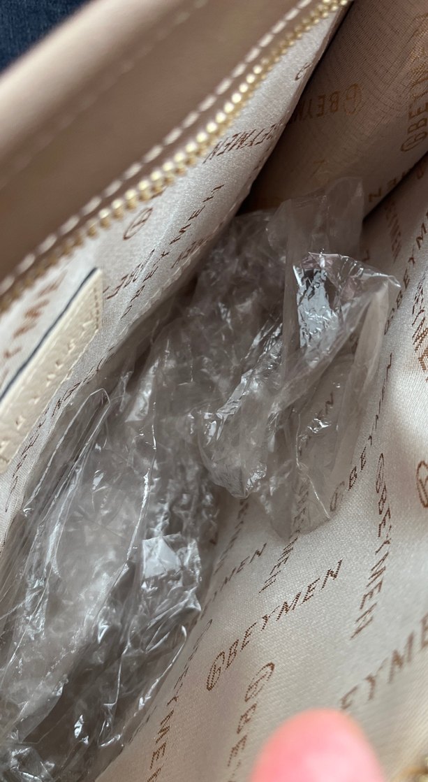 Bej Deri Kadın Portföy Çanta - Görsel 4