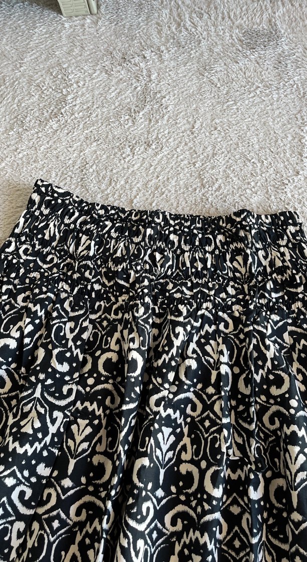 Siyah Desenli Volanlı Midi Hamile Etek - Görsel 2