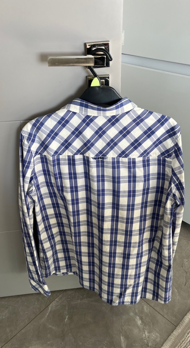 Mavi Ekose Uzun Kollu Pamuklu Gömlek - Görsel 2