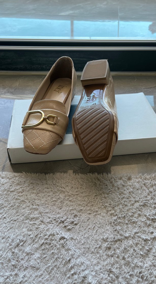 Bej Tokalı Kadın Topuklu Babet - Görsel 3