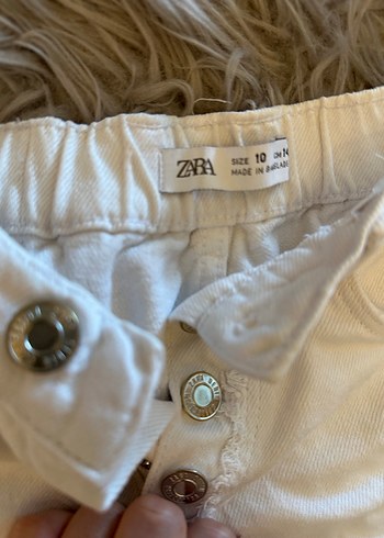 Düğmeli Beyaz Mini Kız çocuk Kot Şort 140 cm 10 yaş - Görsel 3